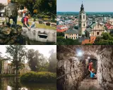 Rodzina odkrywa atrakcje: fontanna z niedźwiedziem, panorama miasta, pałac nad jeziorem i podziemne korytarze.