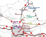 Mapa drogowa z zaznaczonymi odcinkami S52 i S7, idealna na 3-dniową wycieczkę po Małopolsce i okolicach.