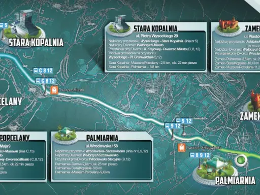 Wałbrzych co zobaczyć: mapa atrakcji - Stara Kopalnia, Muzeum Porcelany, Zamek Książ, Palmiarnia. Trasy i odległości.