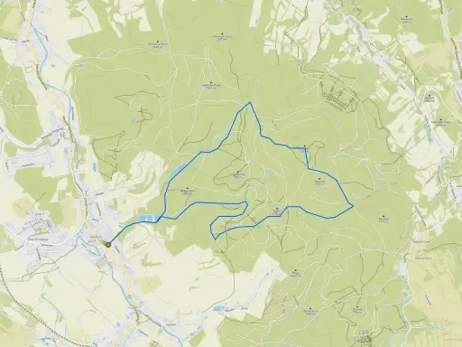 Mapa szlaków turystycznych Gór Sowich z zaznaczoną trasą.