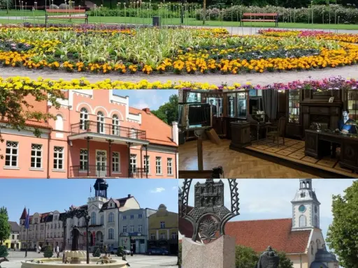 Kwiatowe rabaty, różowy budynek, muzeum, rynek i kościół – to wszystko wejherowo atrakcje.