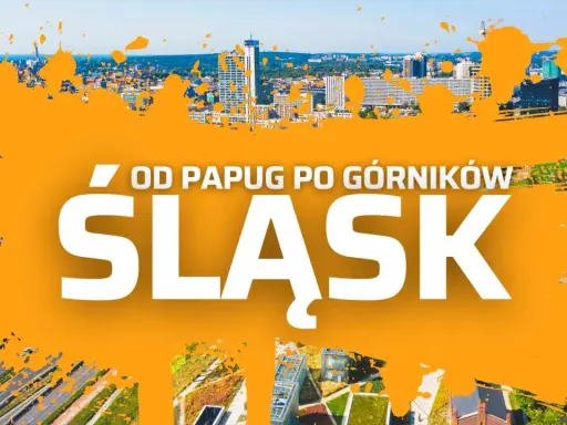 Wycieczka jednodniowa Śląskie: od papug po górników. Widok na nowoczesne miasto z drapaczami chmur i zielonymi dachami.