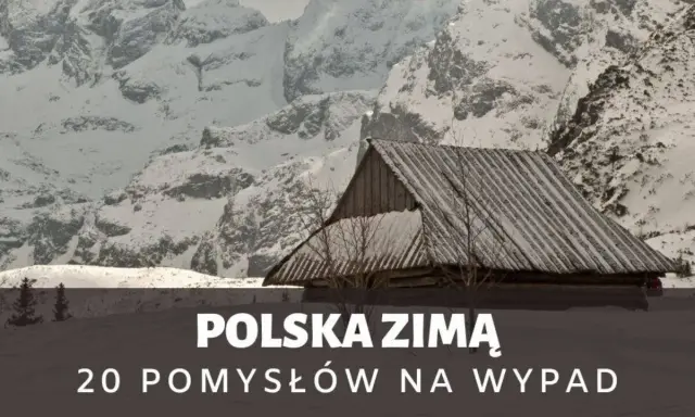 Drewniana chata pod ośnieżonymi szczytami. Idealne miejsce, gdzie warto pojechać zimą w Polsce, by poczuć magię gór.